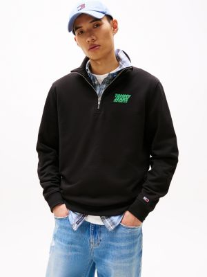 black bubble logo back graphic quarter zip sweatshirt for men tommy jeans