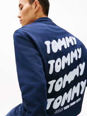 blue bubble logo back graphic quarter zip sweatshirt for men tommy jeans