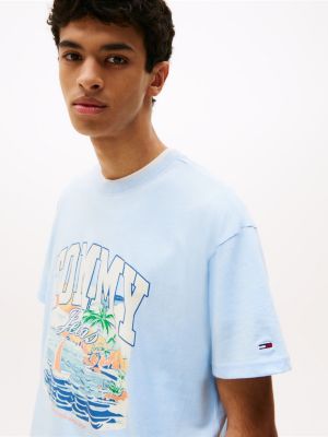 blue relaxed fit t-shirt mit grafik für herren - tommy jeans