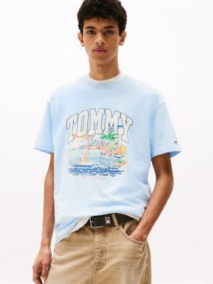blue relaxed fit t-shirt mit grafik für herren - tommy jeans
