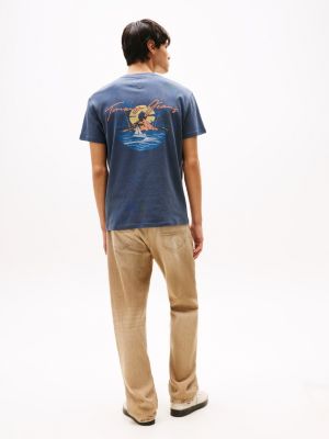 blue sailing print back graphic t-shirt for men tommy jeans