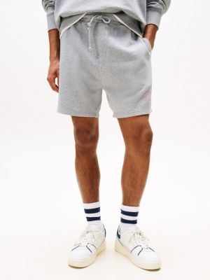 grey varsity relaxed sweat shorts for men tommy jeans