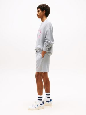 grey varsity relaxed sweat shorts for men tommy jeans
