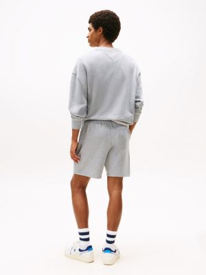grey varsity relaxed sweat shorts for men tommy jeans