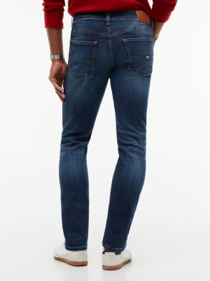 jeans scanton slim fit con baffature blu da uomini tommy jeans