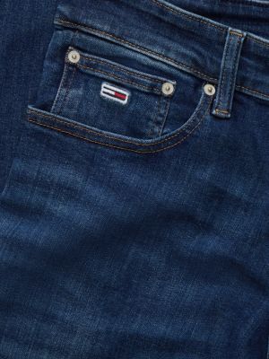 jeans scanton slim fit con baffature blu da uomini tommy jeans