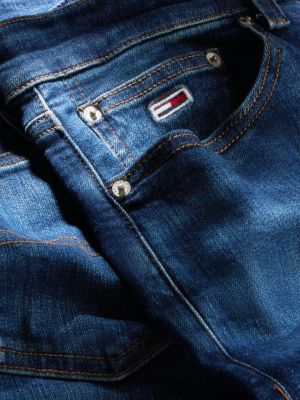 blau ryan slim straight leg jeans mit fade-effekt für herren - tommy jeans