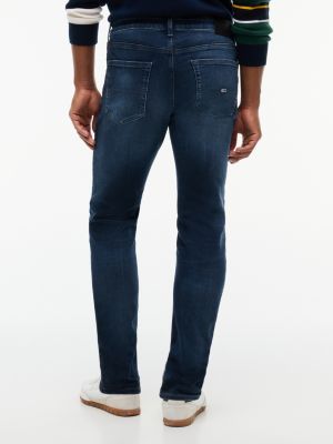 blau austin slim tapered leg jeans mit fade-effekt für herren - tommy jeans