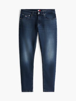 blau austin slim tapered leg jeans mit fade-effekt für herren - tommy jeans