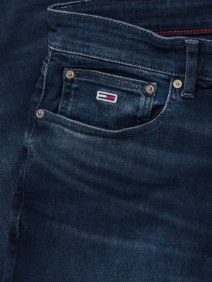 blau austin slim tapered leg jeans mit fade-effekt für herren - tommy jeans