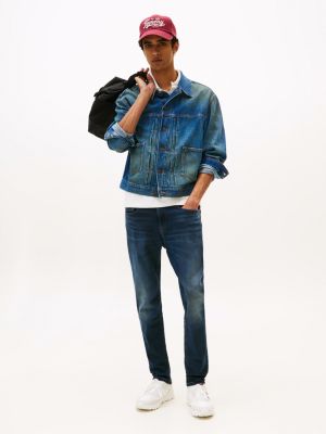 jean slim fuselé austin délavé blue pour hommes tommy jeans