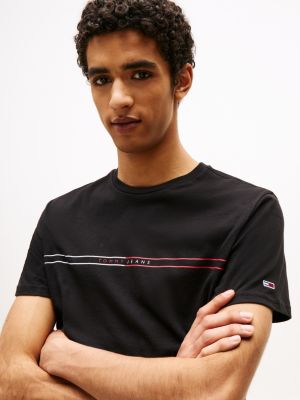 lot de 2 t-shirts ajustés à logo noir pour hommes tommy jeans