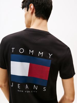 black back flag logo t-shirt for men tommy jeans