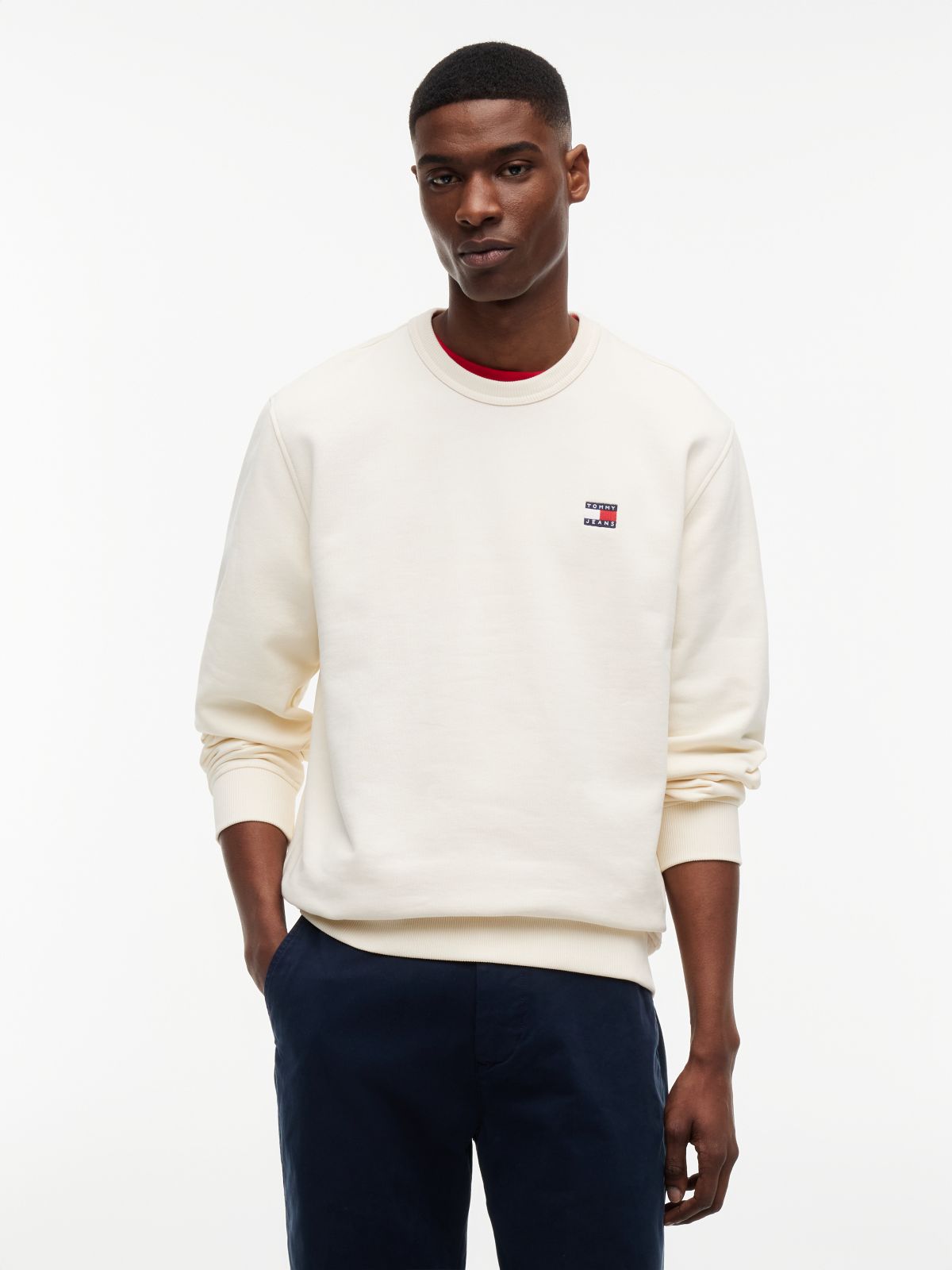 Tommy Badge Crew Neck Sweatshirt — Beige
