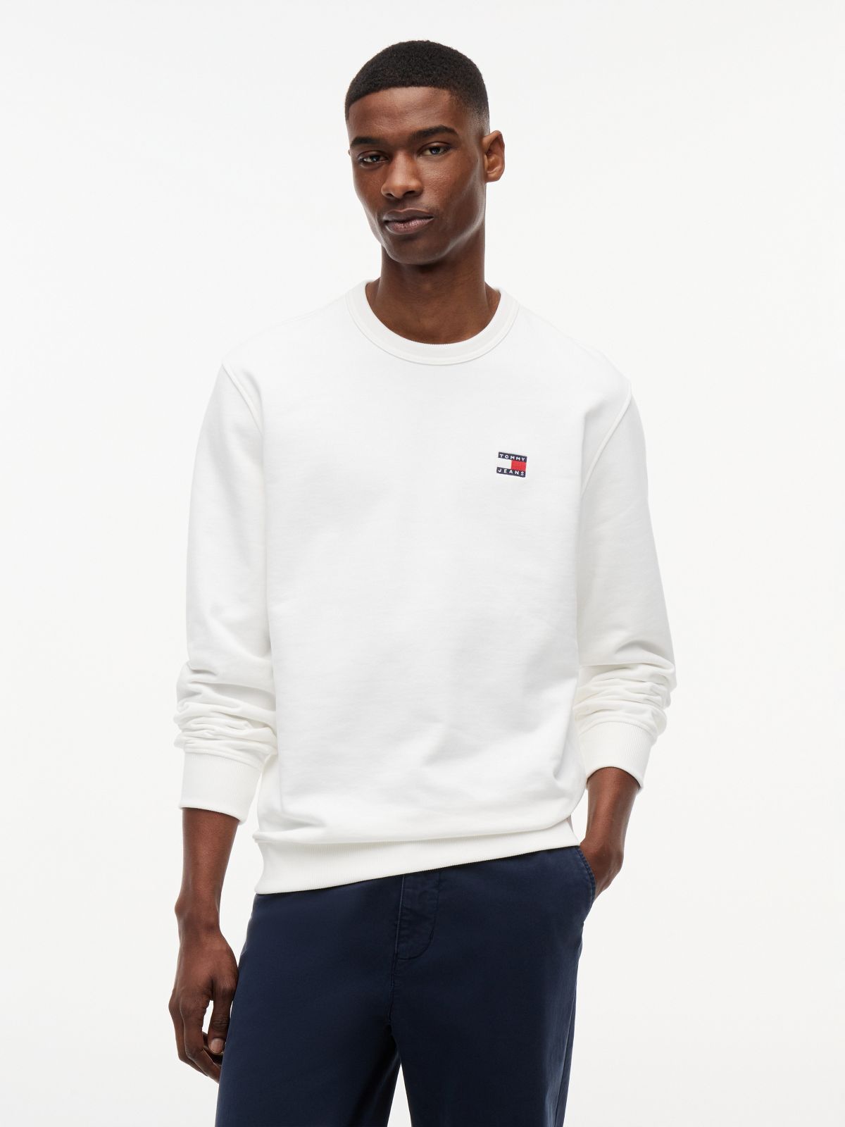Tommy Badge Crew Neck Sweatshirt — White
