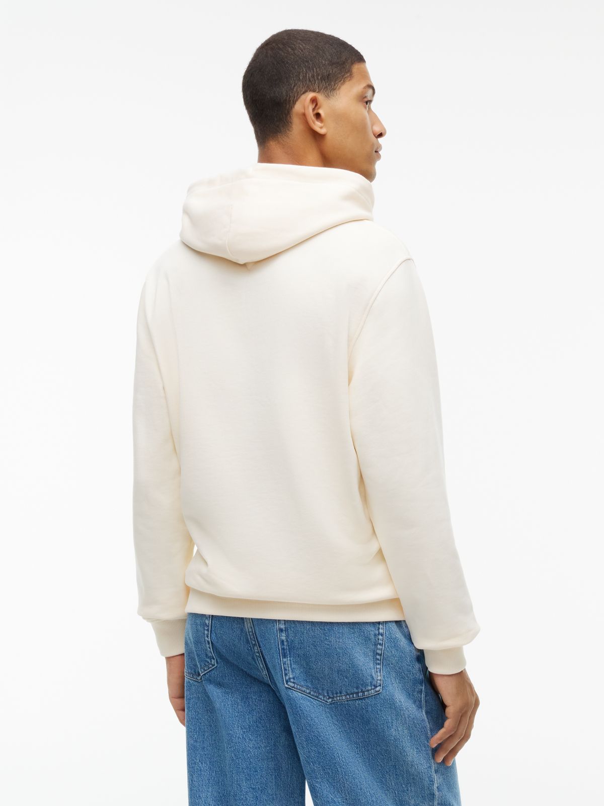 Tommy Badge Brushed Fleece Hoody — Beige