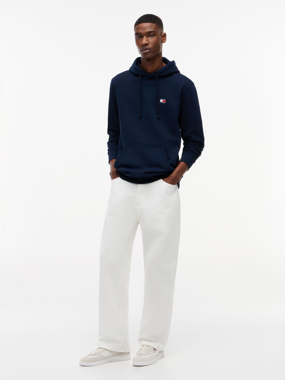 Tommy Badge Brushed Fleece Hoody — Blue