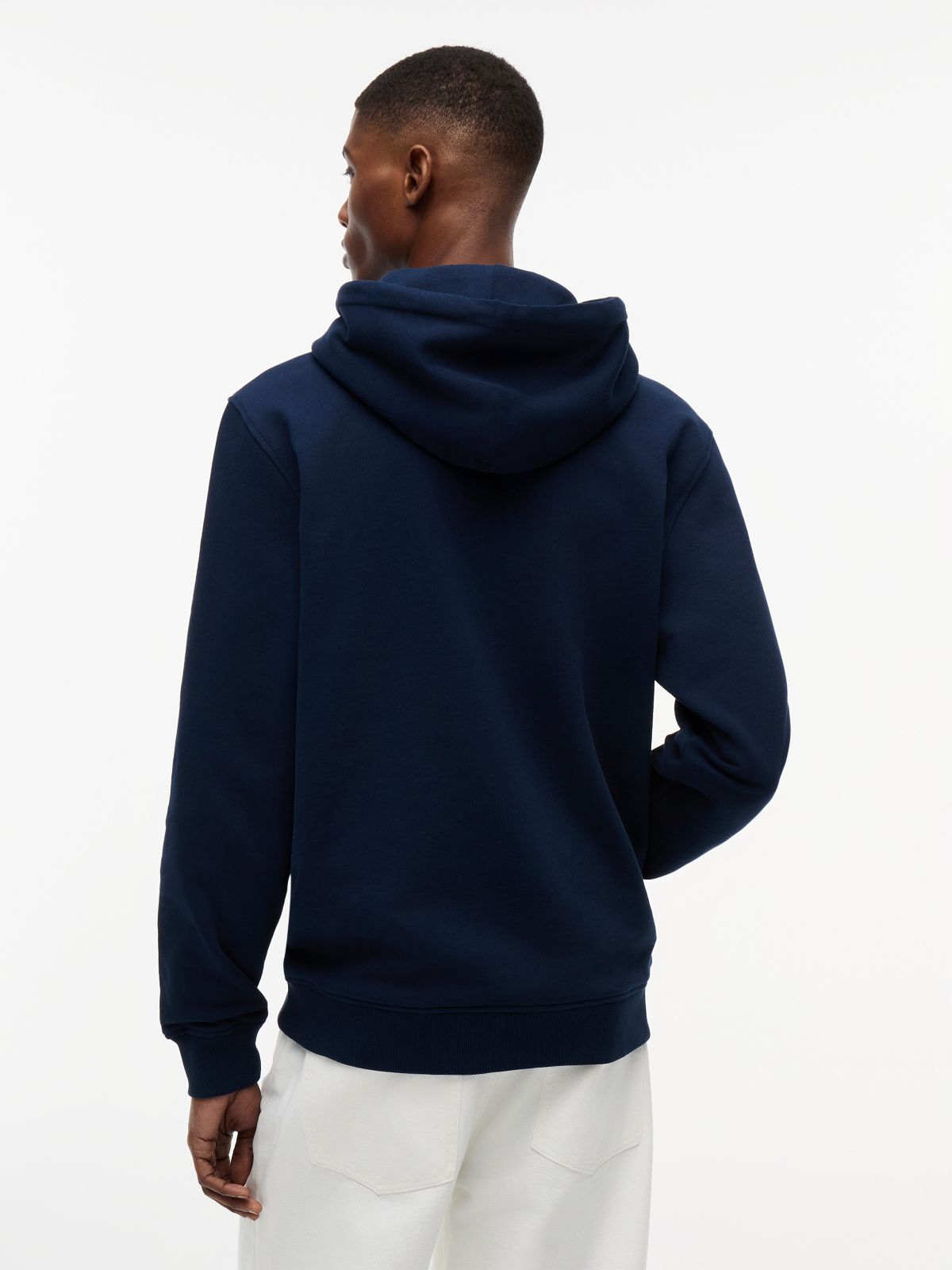 Tommy Badge Brushed Fleece Hoody — Blue
