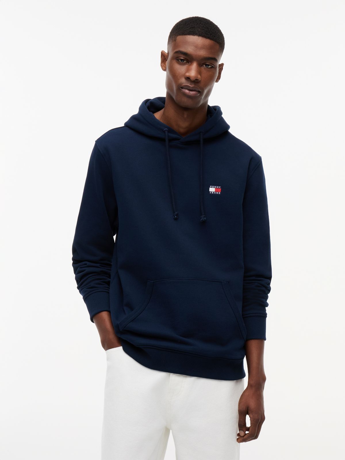 Tommy Badge Brushed Fleece Hoody — Blue