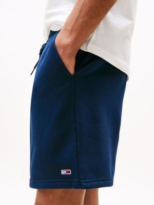 blau regular fit shorts mit flag-patch für herren - tommy jeans