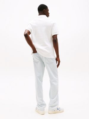 wit regular fit polo met wafelsteek voor heren - tommy jeans