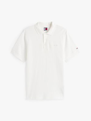 wit regular fit polo met wafelsteek voor heren - tommy jeans
