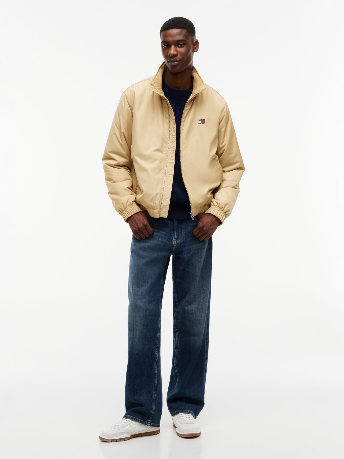Logo Padded Zip-Thru Jacket — Beige