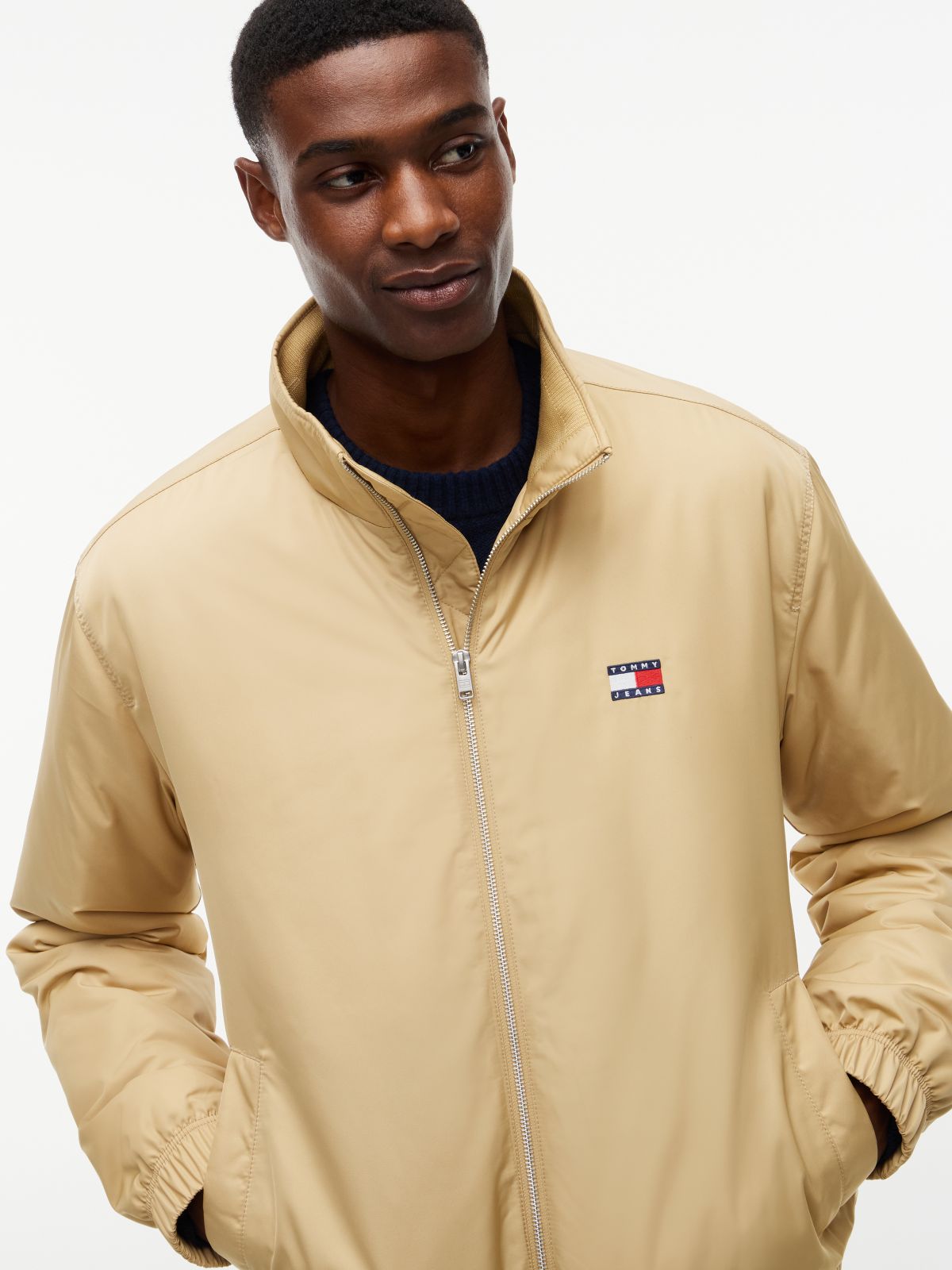Logo Padded Zip-Thru Jacket — Beige