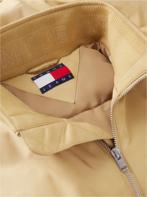 beige gewatteerd jack met logo en ritssluiting voor heren - tommy jeans