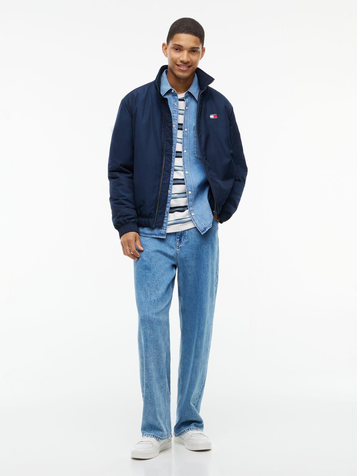 Logo Padded Zip-Thru Jacket — Blue