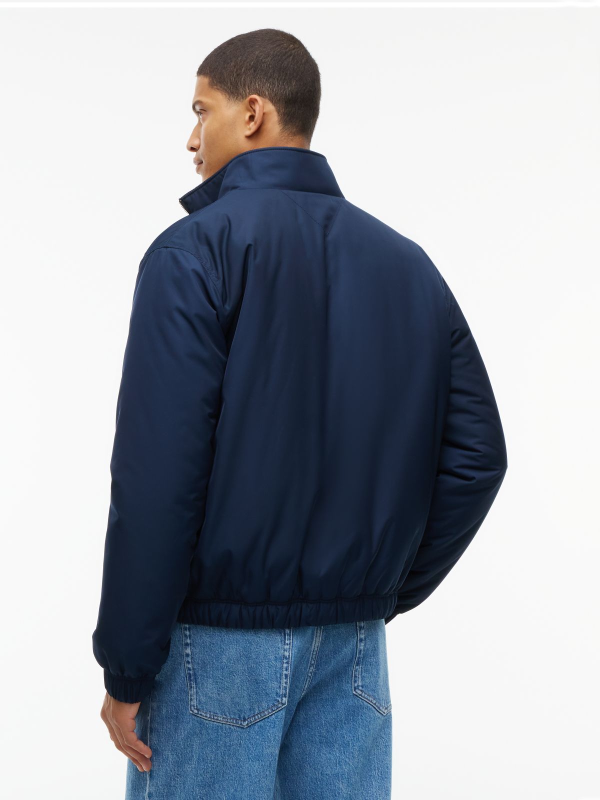 Logo Padded Zip-Thru Jacket — Blue