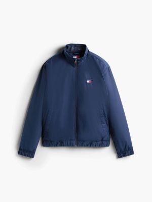 blue logo padded zip-thru jacket for men tommy jeans