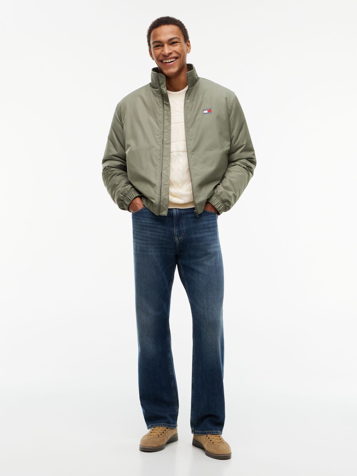 Logo Padded Zip-Thru Jacket — Green