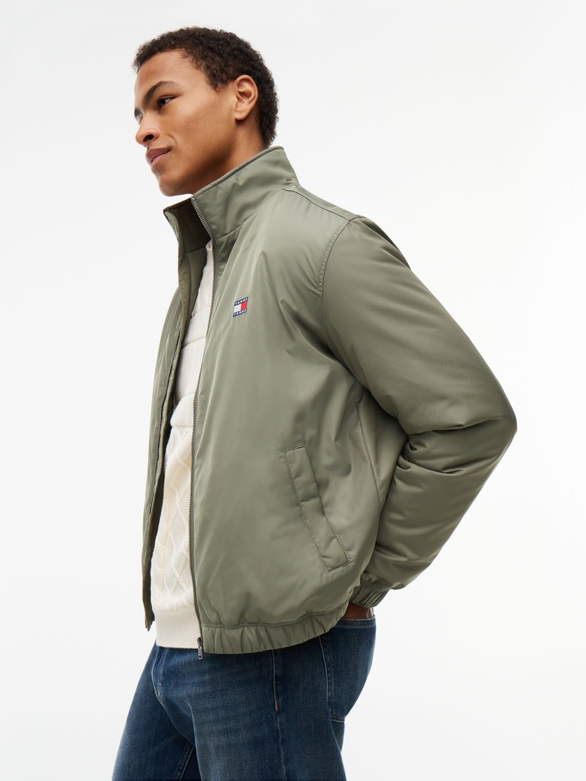 Logo Padded Zip-Thru Jacket — Green