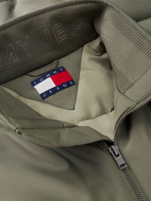 grün wattierte jacke mit logo und reißverschluss für herren - tommy jeans
