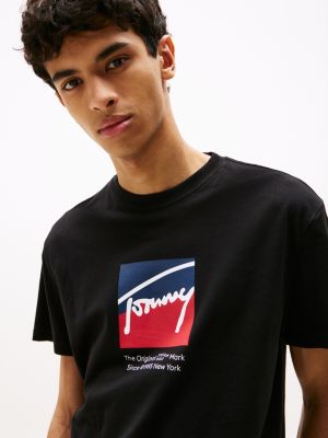 black signature logo t-shirt for men tommy jeans
