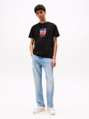 black signature logo t-shirt for men tommy jeans