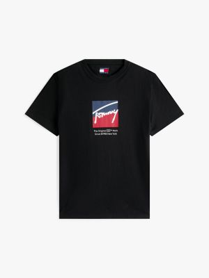 black signature logo t-shirt for men tommy jeans
