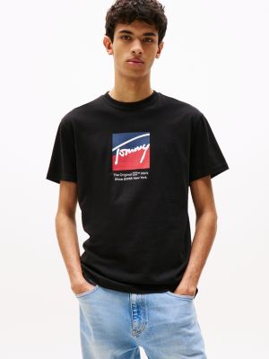 black signature logo t-shirt for men tommy jeans