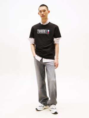 black logo crew neck t-shirt for men tommy jeans