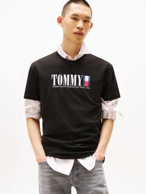 black logo crew neck t-shirt for men tommy jeans
