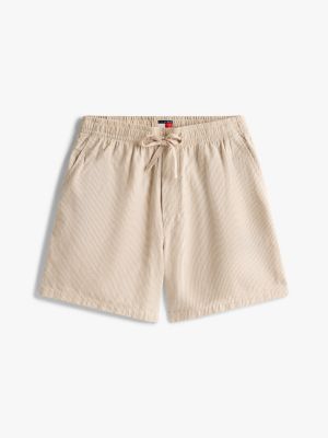 beige stripe seersucker loose shorts for men tommy jeans