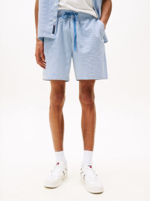 short ample rayé en seersucker bleu pour hommes tommy jeans