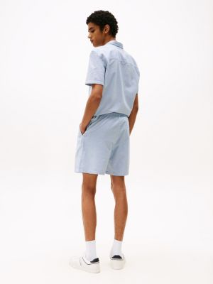 short ample rayé en seersucker bleu pour hommes tommy jeans