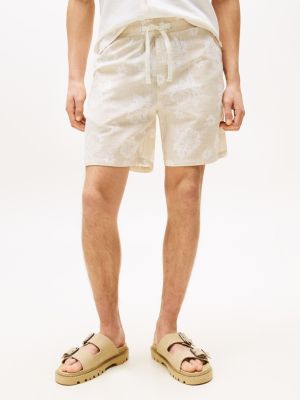 multi textured floral print loose shorts for men tommy jeans