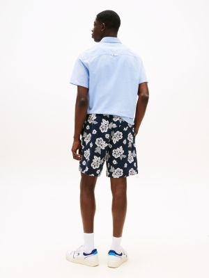 multi textured floral print loose shorts for men tommy jeans