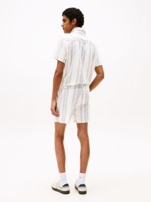 multi textured stripe loose shorts for men tommy jeans