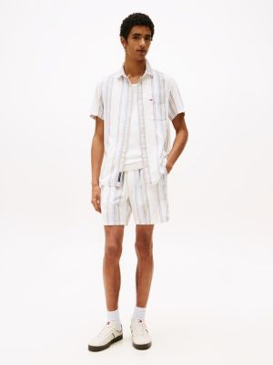 multi textured stripe loose shorts for men tommy jeans