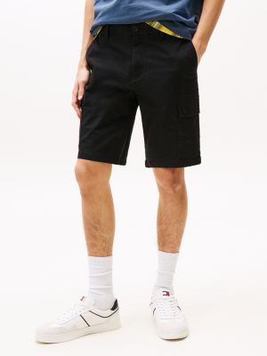 black scanton slim cargo shorts for men tommy jeans