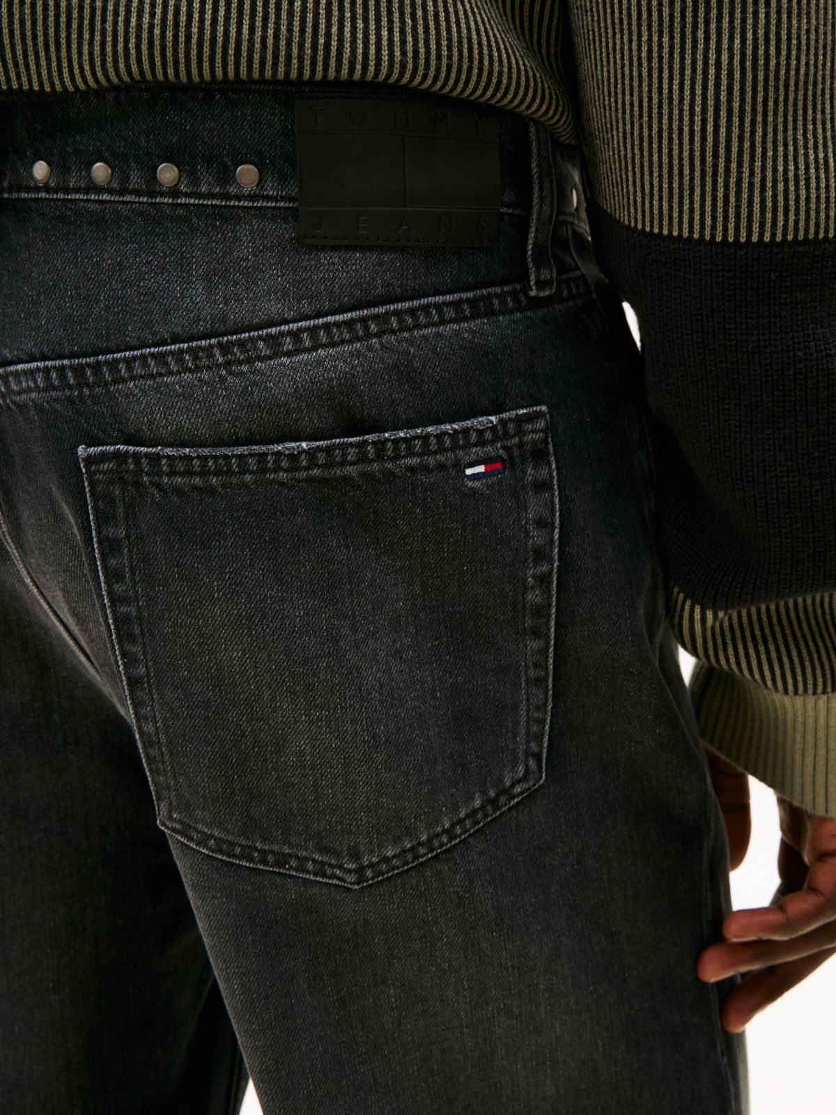 Sonny Black Stud Regular Tapered Jeans — Grey
